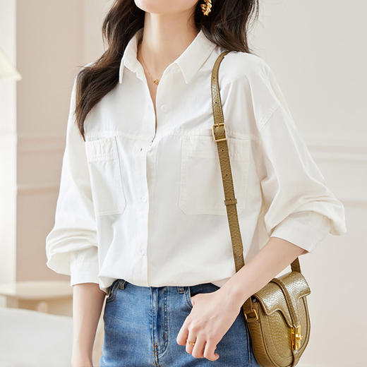 馥迦复古通勤气质纯棉衬衫 商品图0
