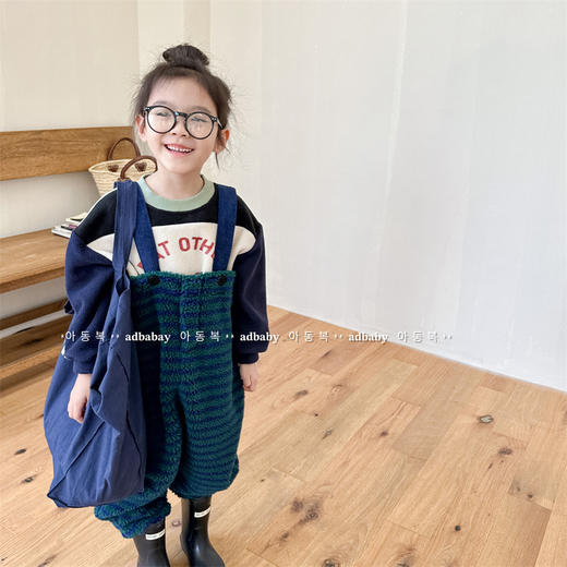 【韩版羊羔毛绒背带裤】2024童装秋冬款 儿童女童男童背带裤子 商品图1