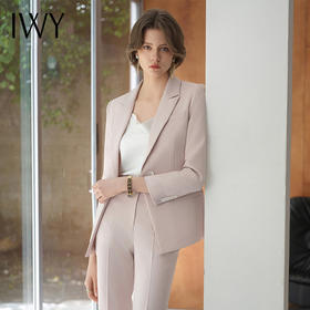 IWY/长袖粉色西装小腿裤修身气质高端通勤干练遮肉显瘦职业两件套CP1944-P