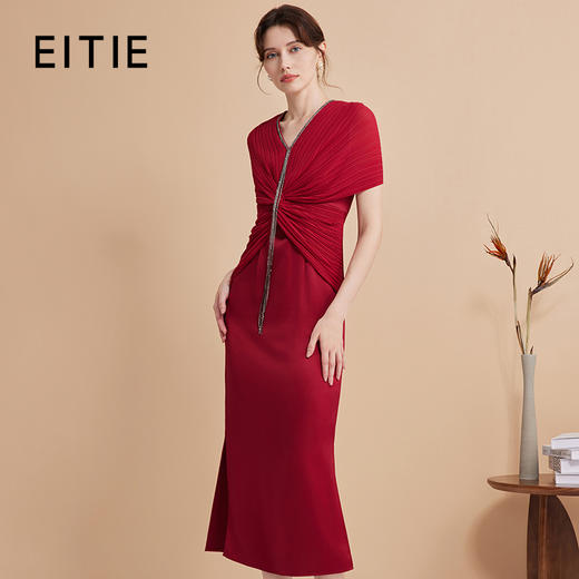 EITIE爱特爱秋季新款洋气气质高腰显瘦礼服连衣裙7577212 商品图1