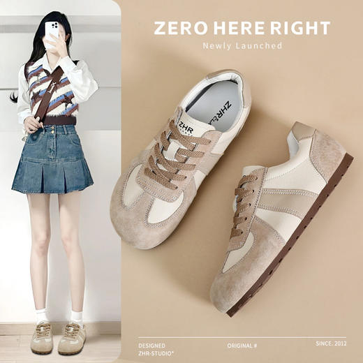 ZHR则则德训鞋女2024春秋新款平底复古运动休闲鞋软底平底鞋 商品图1