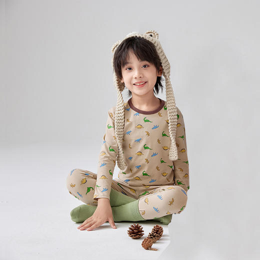 雀说 儿童A类精梳棉秋衣秋裤套装打底睡衣棉毛衫 商品图5