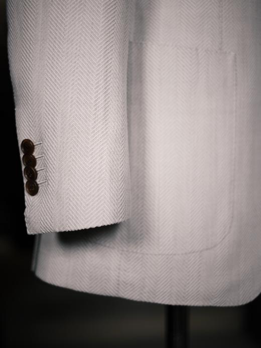 Vitale Barberis Canonico 澳洲美丽诺羊毛弹力象牙米色宽人字纹全麻衬单西 商品图5