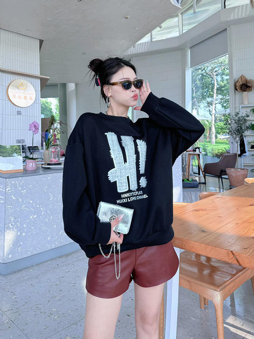 圆领印胶亮片字母卫衣长袖配包包 9521020039 商品图6