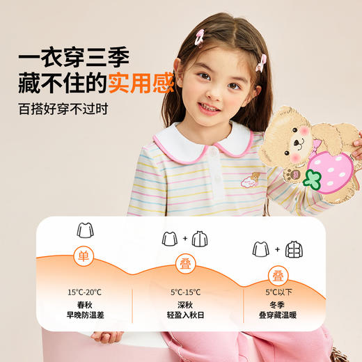 【90-140】【精典泰迪】女童春秋长袖T恤条纹POLO衫 商品图4