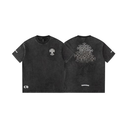 CH克家渐变十字架烫钻水洗做旧复古圆领短袖！ 商品图0