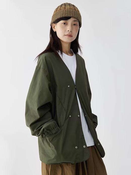 步履不停/4B23106C/纯棉宽松无领开衫长袖外套 商品图3