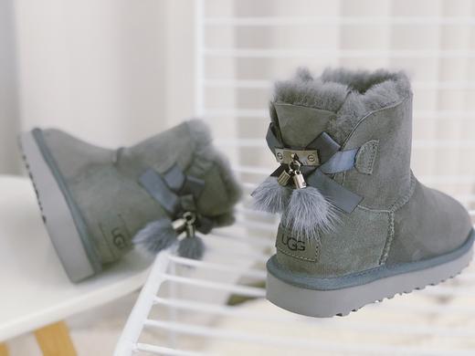 UGG 2021冬季新款女士貂毛丝带蝴蝶结雪地靴 商品图3