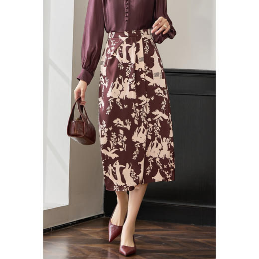 剩S/M/L/XL 米思阳2026春季新款设计感黑白撞色印花半身裙减龄百搭裙子女3800 商品图1