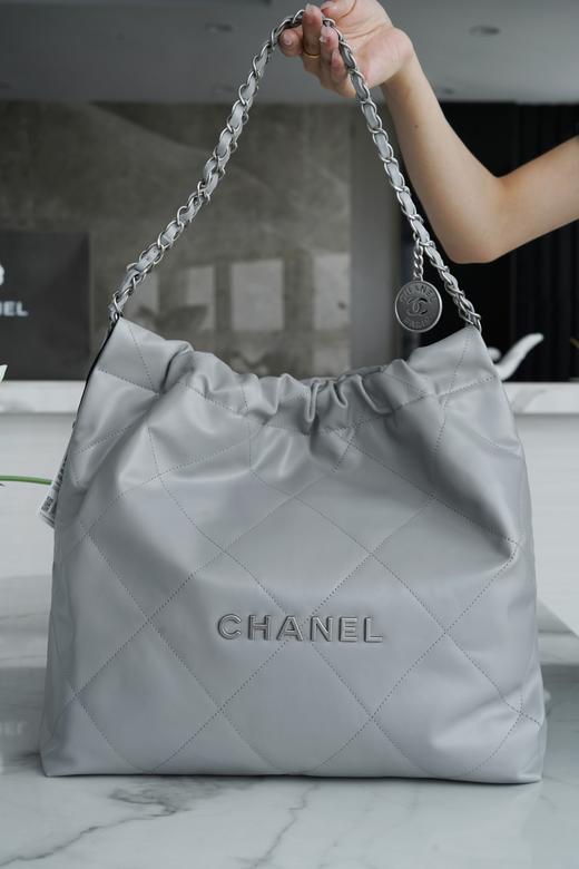 香奶奶  春夏新款  手袋 灰色银扣 中号 垃圾袋 商品图1