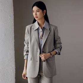 玳莎老钱风宽肩西装女士显瘦2024年秋季新款通勤气质宽松长袖外套  EC37307