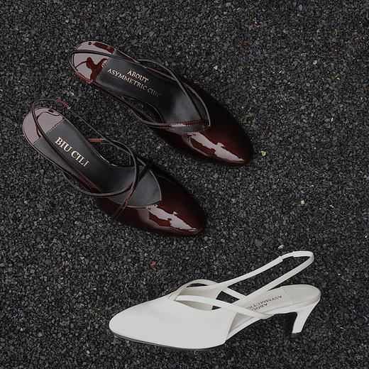 BIUCILI 「红白玫瑰」原创设计优雅包头后空单鞋婚鞋女红色高跟鞋 商品图3