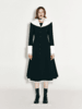【巴黎圣母院】复古翻领撞色拼接收腰外套连衣裙 商品缩略图0