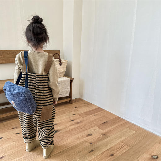 【韩版羊羔毛绒背带裤】2024童装秋冬款 儿童女童男童背带裤子 商品图2