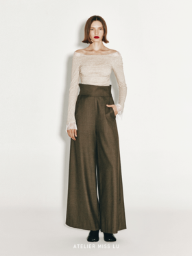 【美拉德古堡】超高腰设计绵羊毛阔腿裤
