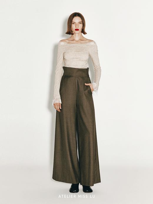 【美拉德古堡】超高腰设计绵羊毛阔腿裤 商品图0