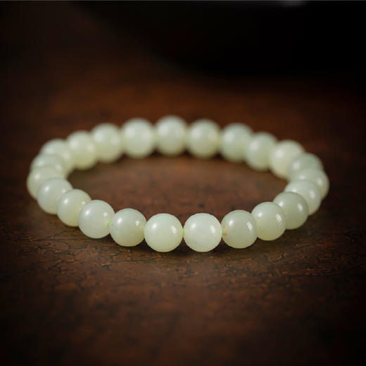 岸纾 天然冰晴水和田玉S925银喜乐平安手串 商品图4