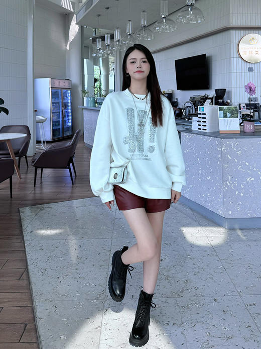 圆领印胶亮片字母卫衣长袖配包包 9521020039 商品图1