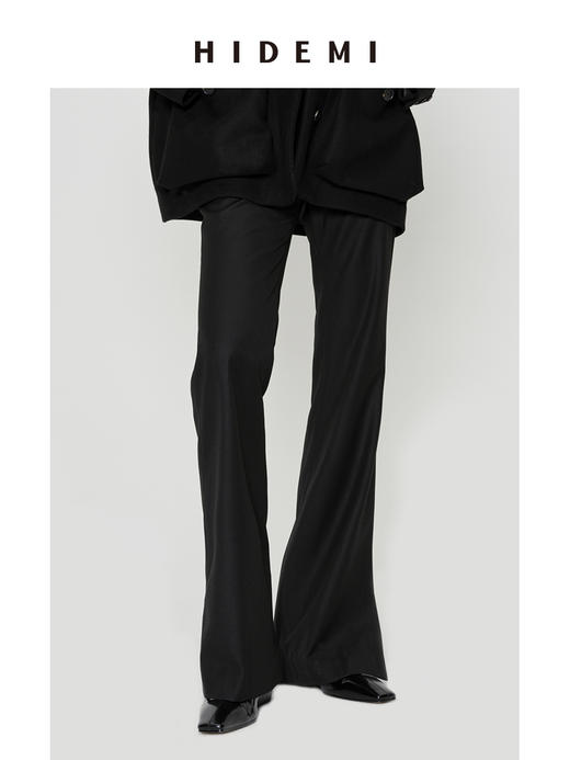 HIDEMI 显瘦宽松微喇叭中低腰弹力针织长裤神裤 商品图0