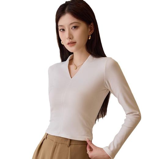 2024年新款V领打底衫女款薄款修身设计长袖内搭大牌平替秋冬必备 商品图4