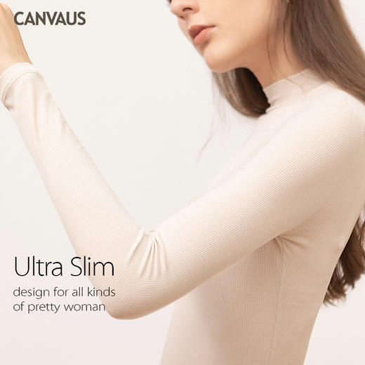 百媚生 初秋拼接半高领纯色长袖T恤女打底衫FS441 商品图4