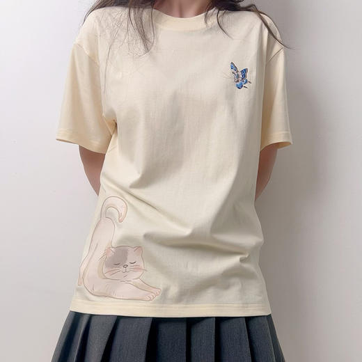 【T恤】萌猫戏蝶 T恤 商品图0