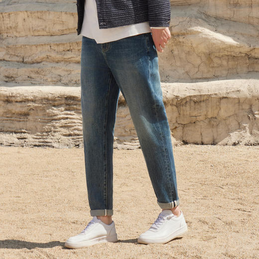 半身缘男裤 秋季柔软亲肤皮标洗水弹性牛仔裤253101U10103437 商品图3