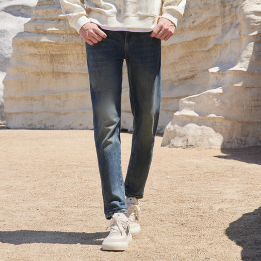 半身缘男裤 秋季宽松版型柔软精致弹力牛仔裤253101U10103423 商品图3