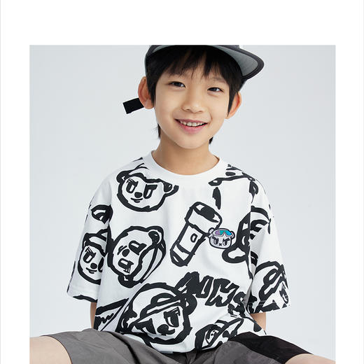 漫画家潮童装HOHO熊原创趣味涂鸦夏季轻薄透气短袖T恤上衣男童 商品图4