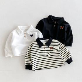【儿童时尚条纹Polo衫】0-5岁秋季韩国童装男童打底衫宝宝秋装潮