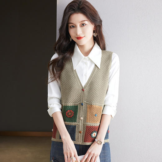 洋气别致马甲，复古镂空无袖马夹开衫外套CC-10-5376 商品图2