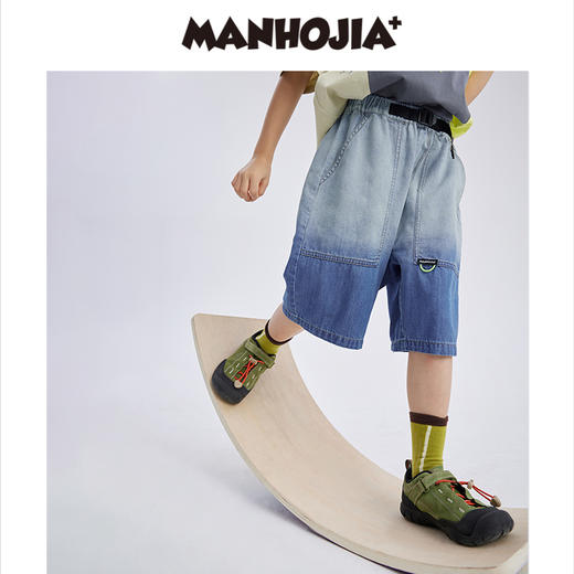 漫画家潮童装拒水速干山系拼色亲肤牛仔工装男童女童夏季短裤裤子 商品图2