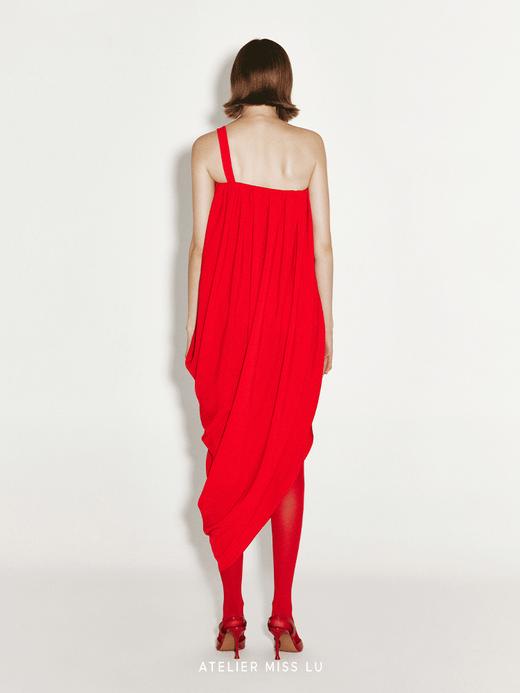 【热情探戈】斜肩带立裁垂褶不规则连衣裙 商品图2