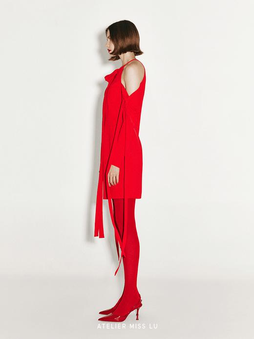 【迷醉摇曳】多飘带设计修身落肩连衣裙 商品图1