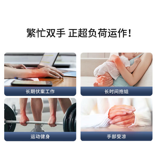 电热手腕按摩仪 | 护腕+手腕热敷+电动按摩三合一 低频脉冲技术 酥麻放松按摩 自由拆卸无线设计 随时随地养护手腕 商品图3