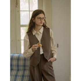 SimpleRetro美式德芙 设计感挖空西装背心女法式复古叠穿马甲外套