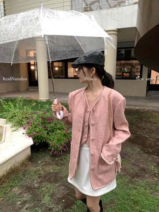 Read Nameless /法国进口粉色bling 小香外套＋白色亮片玫瑰腰链裙 商品图9