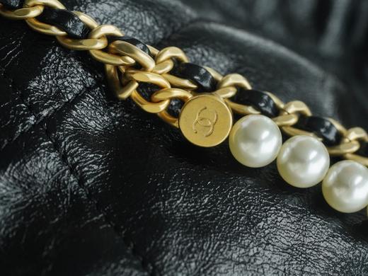 香奶奶Chanel 23S 22Mini 珍珠链条bag垃圾袋 黑色 正品皮 商品图2