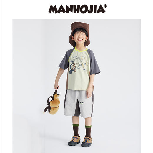漫画家潮童装超凡汗布原创手绘潮趣拼接抗磨耐脏男童女童短袖T恤 商品图1