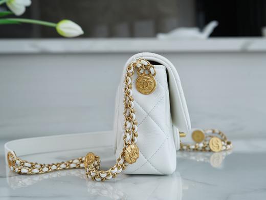 香奶奶  22A 高级手工坊金币口盖包正品皮  白 商品图5