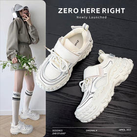 ZHR则则厚底老爹鞋女2024新款榴莲底增高运动休闲鞋百搭小白鞋女