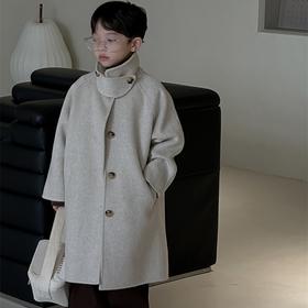 【奶酪与喵~男童双面羊绒大衣】中长款2023冬季新款儿童净色呢大衣外套