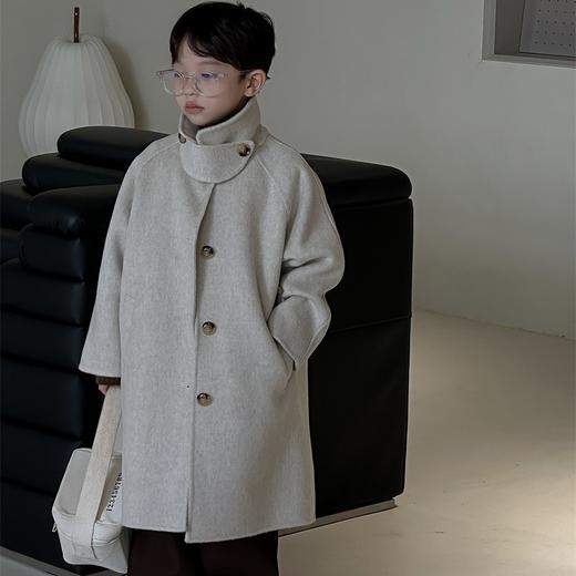 【奶酪与喵~男童双面羊绒大衣】中长款2023冬季新款儿童净色呢大衣外套 商品图0