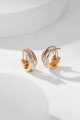 卡地亚 新款 三色三环耳钉