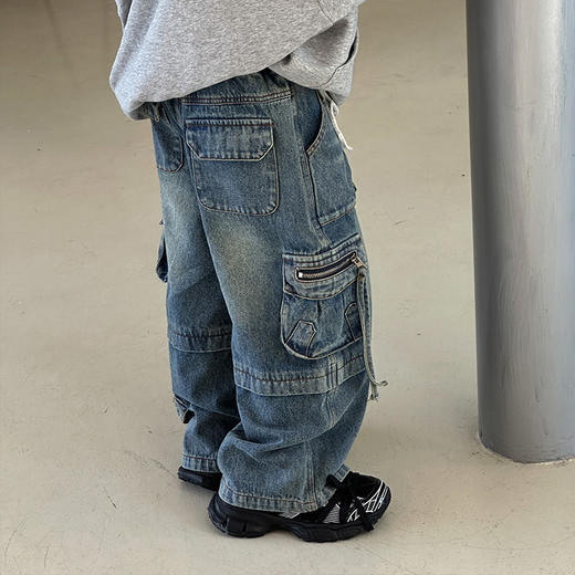 【男童高街牛仔裤】2024秋冬重工款长裤儿童机能裤子显腿型潮 商品图3