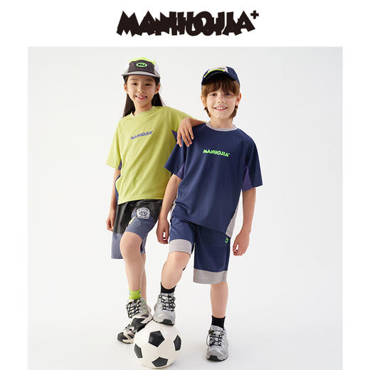 漫画家潮童装轻量速干笑脸贴布快乐运动户外防晒儿童短袖 商品图1