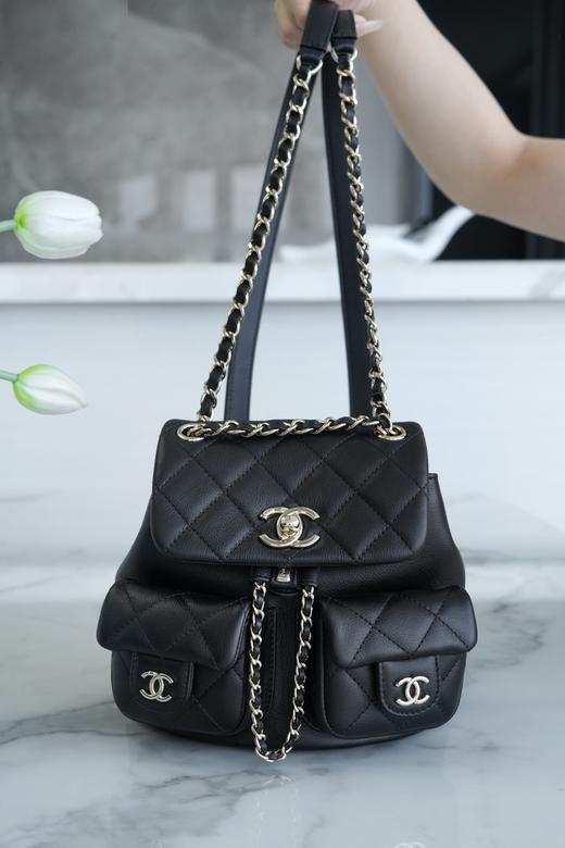 香奶奶 23A新款 Duma双肩包 光面牛皮 小号黑色 商品图1