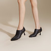 千百度细高跟深口单鞋女秋季尖头踝靴短靴通勤羊皮时装靴A24481407 商品缩略图2