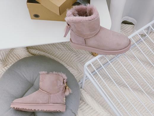 UGG 2021冬季新款女士貂毛丝带蝴蝶结雪地靴 商品图5