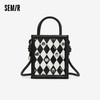 森马包包斜挎包女新款撞色菱格单肩包小巧手提包时尚小方包 商品缩略图0